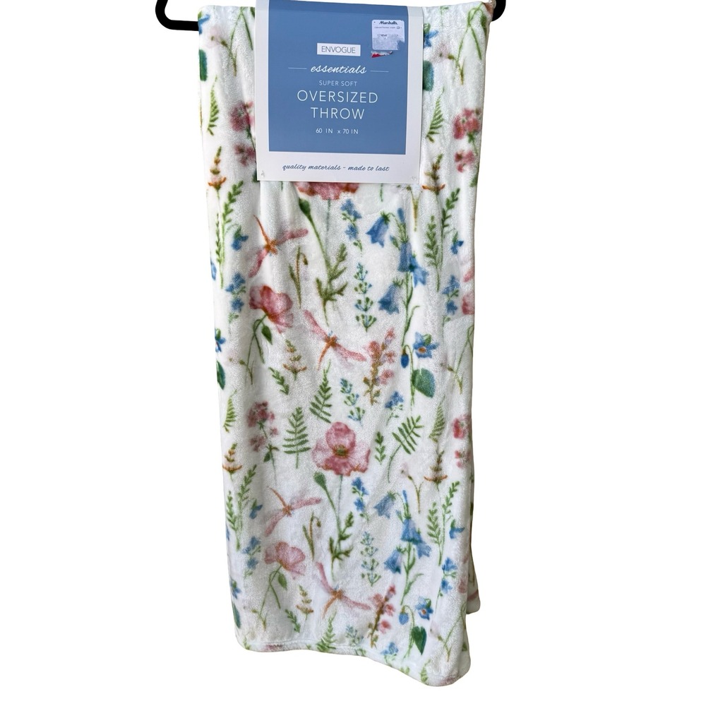 EnVogue Cottagecore Floral Dragonfly Fairy Plush Oversized Throw Blanket 60x70